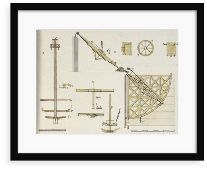 Astronomical instruments including Bradley's Zenith Sector, Sisson's Equatorial Sector and Bird's eight foot quadrant, with scale by John Charnock