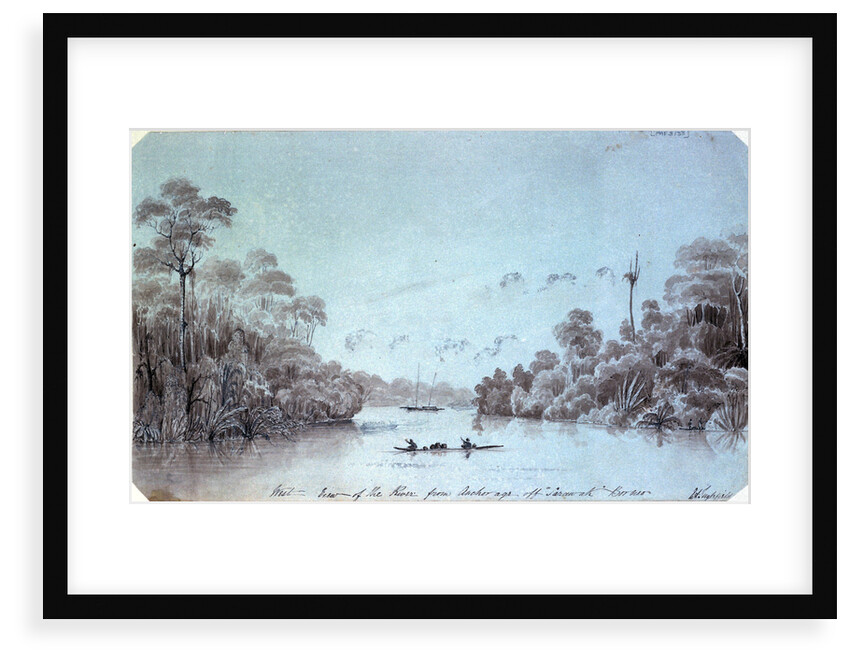 West view of the river from Anchorage off Sarawak Borneo by Edward Augustus Inglefield