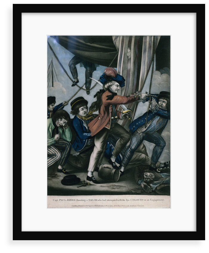 Capt. Paul Jones shooting a sailor who had attempted to strike his colours in an engagement by Robert Sayer & John Bennett