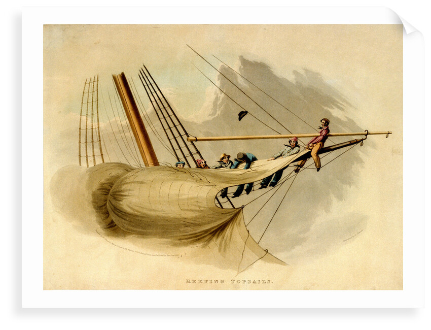 Reefing topsails by W.J. Huggins