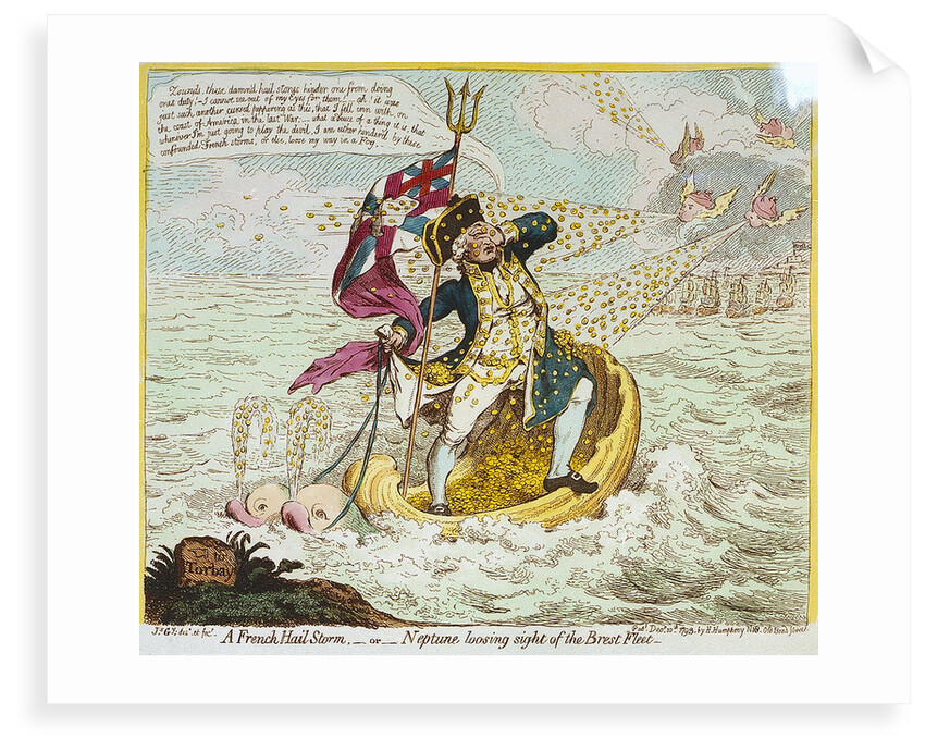 A French Hail Storm, - or - Neptune losing sight of the Brest Fleet by James Gillray