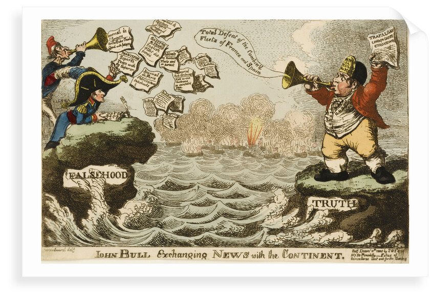 John Bull Exchanging News with the Continent. Trafalgar by George M. Woodward
