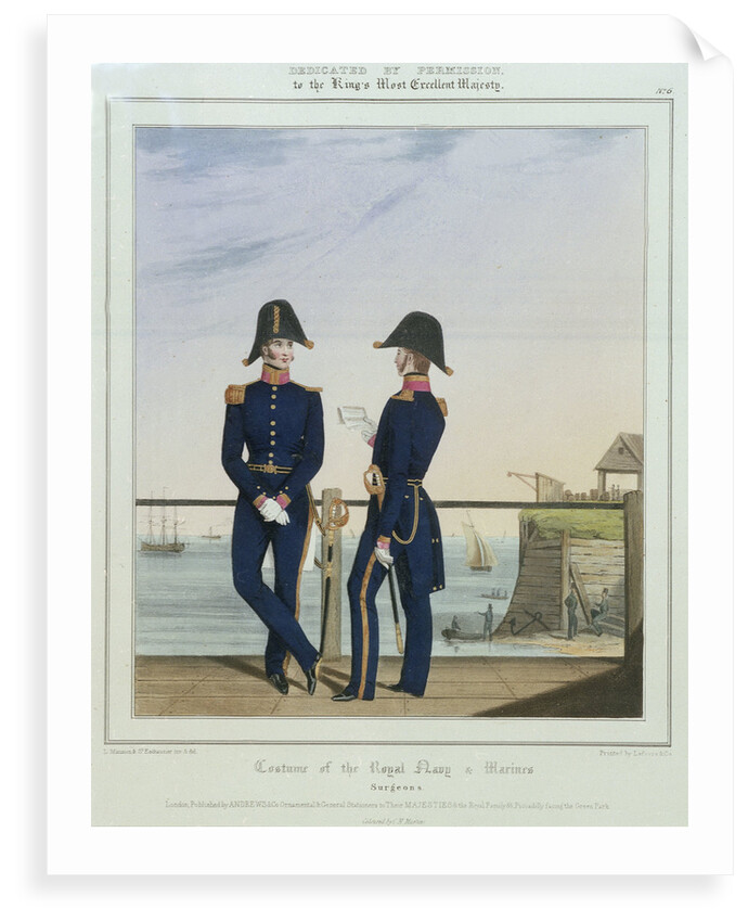 Costume of the Royal Navy & Marines: surgeons in uniform by L. Mansion