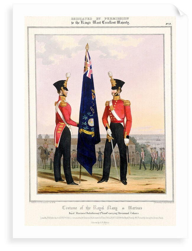 Costume of the Royal Navy & Marines. Royal Marines (Subalterns) 2d. Lt. by L. Mansion