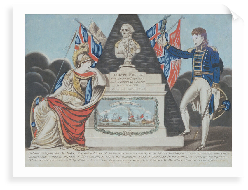 'Britannia Weeping for the Loss of Her Much Lamented Hero Admiral Nelson by P. Patriarcha