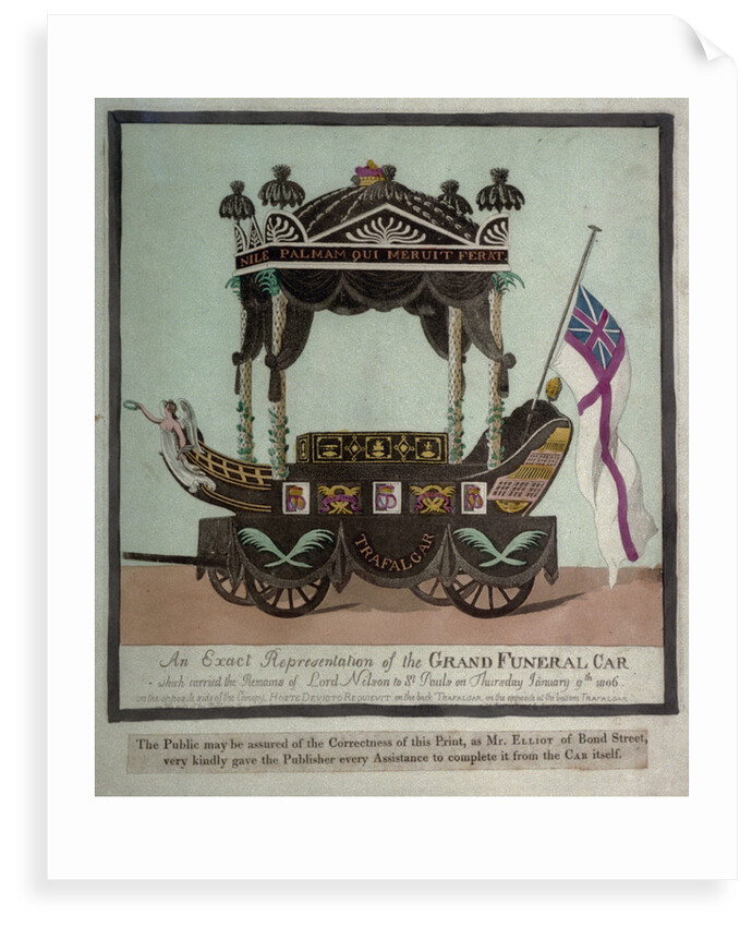 An Exact Representation of the Grand Funeral Car which carried the Remains of Lord Nelson to St Pauls on Thursday January 9th 1806 by S.W. Fores