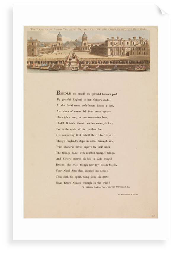 The remains of Lord Viscount Nelson proceeding from Greenwich Hospital by Edward Orme