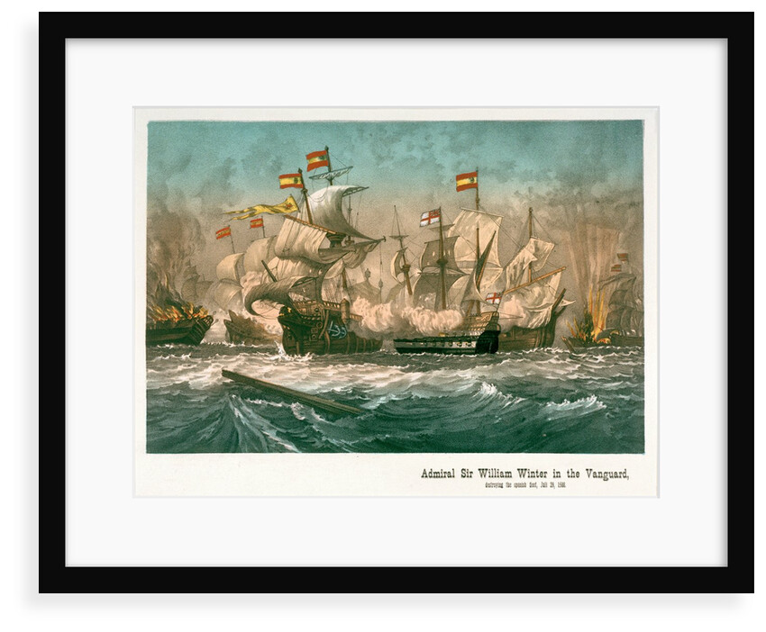 Admiral Sir William Winter in the Vanguard destroying the Spanish fleet, Juli 29, 1588 by Unknown