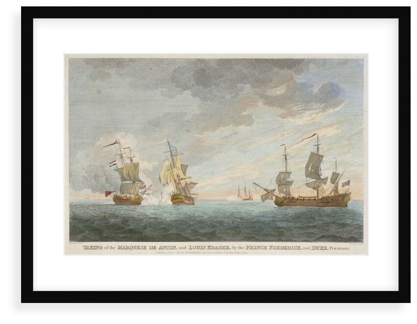 Taking of the 'Marquese de Antin' and 'Louis Erasme' by the Prince Frederick and Duke privateers by Charles Brooking