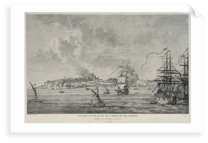 View of Coron when besieged by the Russians in 1770 by Lienard
