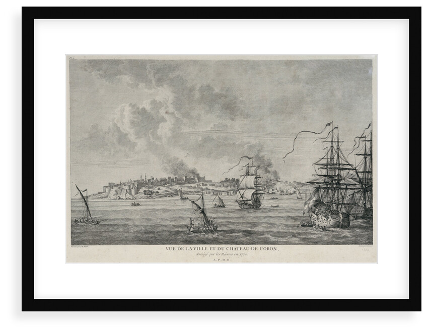 View of Coron when besieged by the Russians in 1770 by Lienard