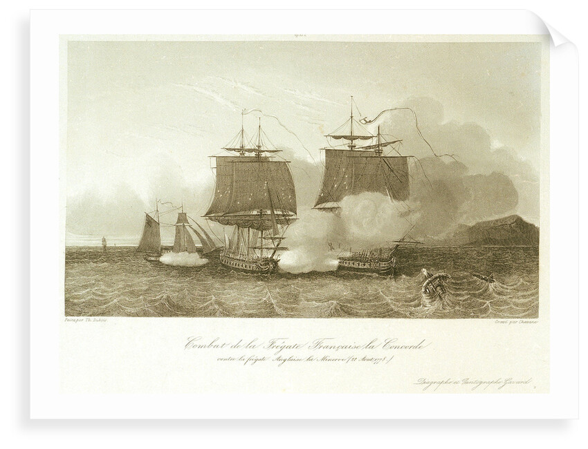 Battle between the French frigate 'Concorde' and the English frigate 'Minerve', 22 August 1778 by Dubois