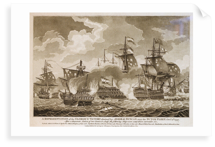 'A Representation of the Glorious Victory obtained by Admiral Duncan over the Dutch Fleet, Octr. 11th.1797 by Thompson