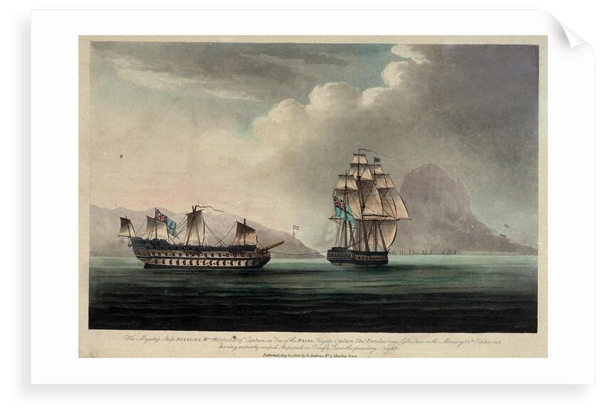 HMS 'Bellisle' near Gibraltar,  24 October 1805 by G. Andrews
