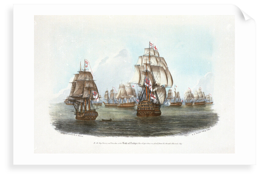 HMS 'Victory' and 'Euryalus' at the Battle of Trafalgar, when the first gun was fired from the French Admiral's Ship by A. Masson