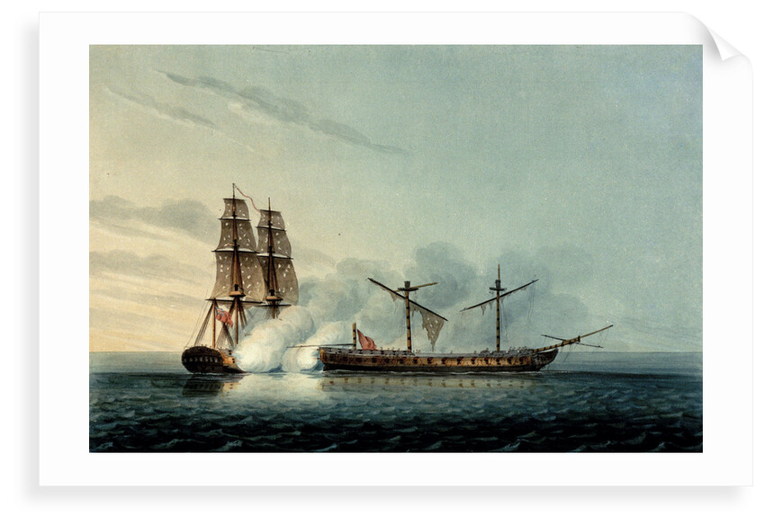 The Turkish frigate 'Badere Zaffer' striking to HMS 'Seahorse' by Robert Pollard