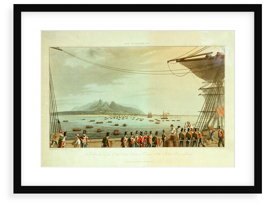 Isle of France No. 1. View from the deck of the Upton Castle transport of the British Army landing by R. Temple