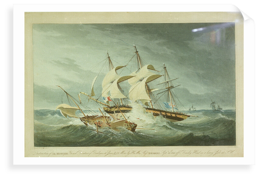 Destruction of the 'La Mouch' by HMS 'Hermes', 14 September 1811 by Philip Brown