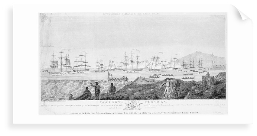 Plan of the attack upon the Boulogne flotilla, by the frigate 'Naiad', 21 September 1811 by I. Ryland