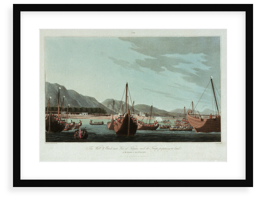 No. 6 'The wall and beach, near Rus ul Khyma, with troops preparing to land, 13 November 1809' by R. Temple