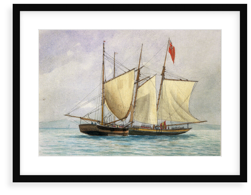 'Captain H Wolman with HM 80th Foot capturing the Notorious Pirate Schooner Hanna Mercury Isld Oct 26th 1843'. by unknown