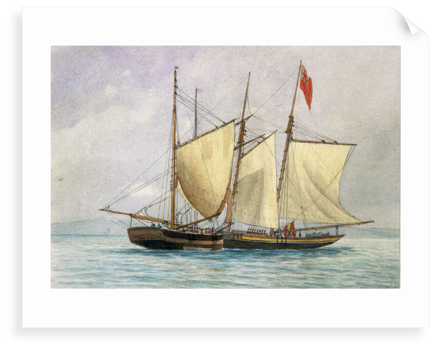 'Captain H Wolman with HM 80th Foot capturing the Notorious Pirate Schooner Hanna Mercury Isld Oct 26th 1843'. by unknown