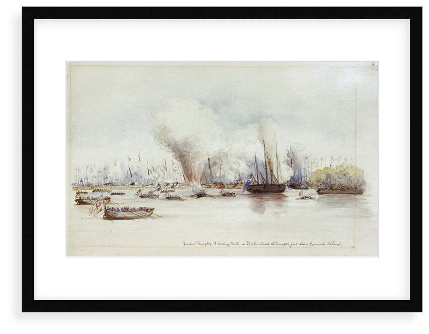 Gun boat Haughty & leading boats in Fatcham Creek 1st June 1857 just above Hyacinth Island by unknown