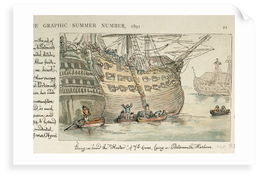 Going on board the Hector of 74 guns, lying in Portsmouth Harbour by Thomas Rowlandson