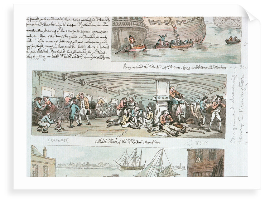 Middle-deck of the man-of-war 'Hector' by Thomas Rowlandson