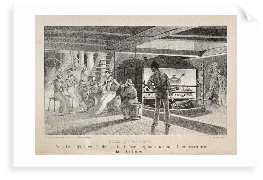 Scene below deck on a British naval sailing vessel, showing the galley fire ' Jack at Oporto...' by John Christian Schetky