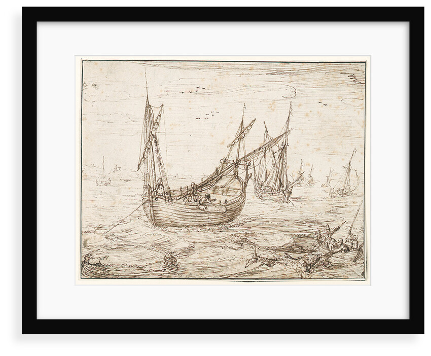 A herring buss catching a large fish by Hendrick Cornelisz Vroom