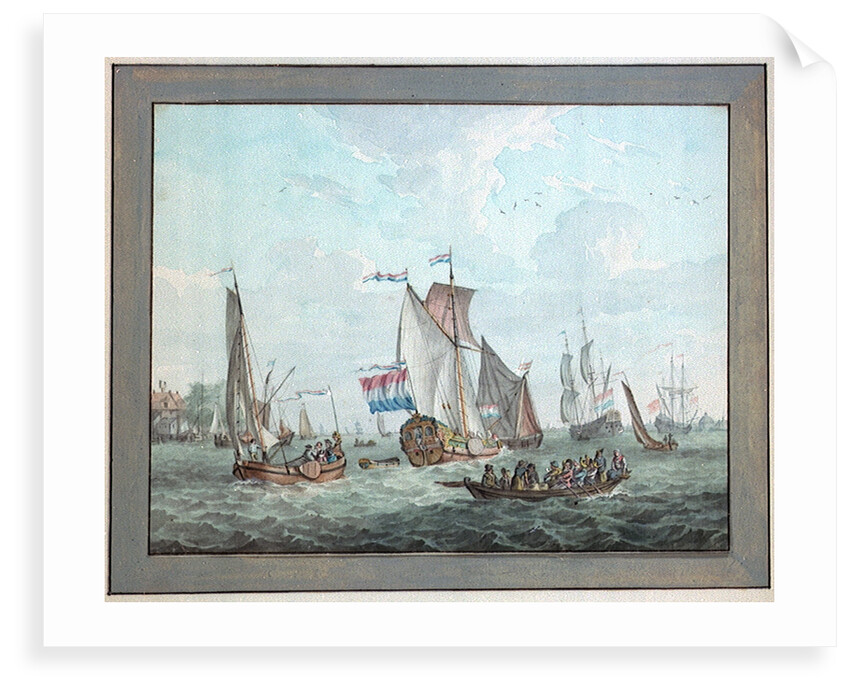 An East India Company's Yacht in a Dutch Harbour, pre-1826 by Gerrit Groenewegen