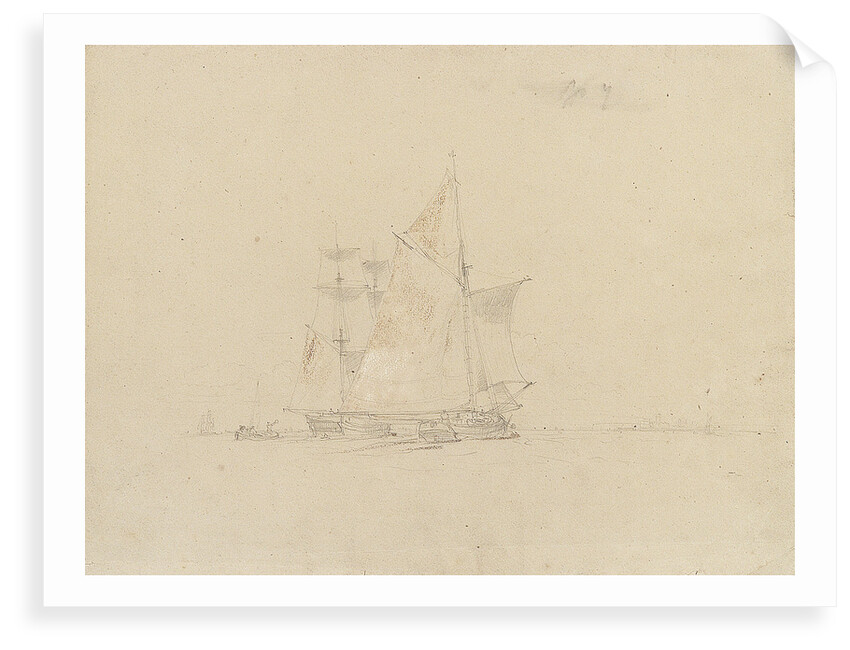 A group of sailing boats off the coast by George Chambers