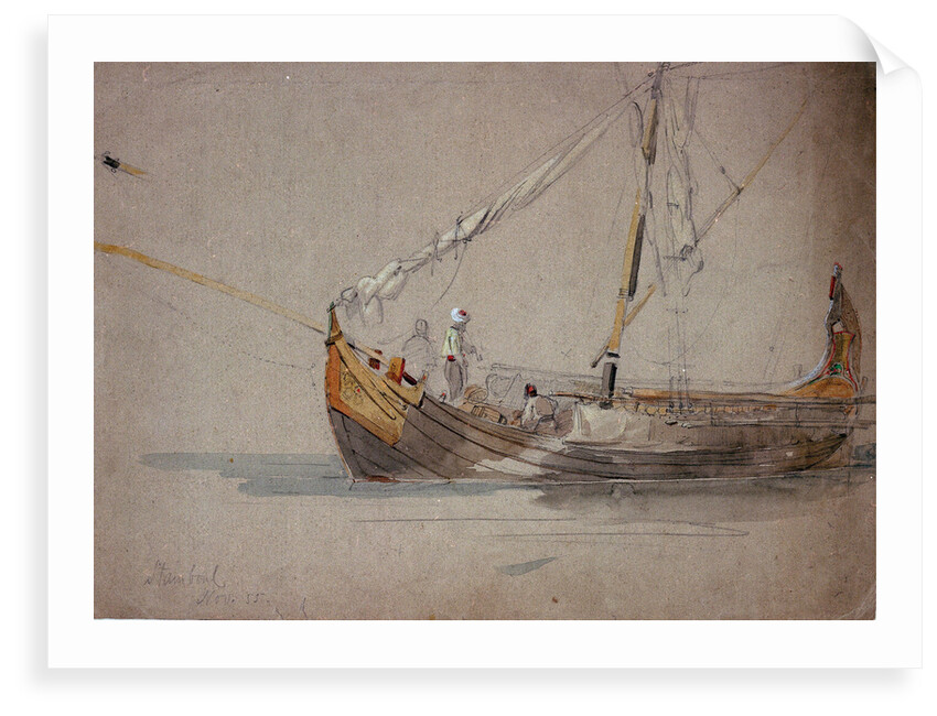 Turkish coaster or caique, Stamboul (Istanbul, Turkey), November 1855 by Oswald Walter Brierly