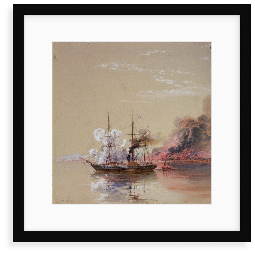 HMS 'Vesuvius' at the destroying of stores, sea of Azoff, 1 September 1855 by Oswald Walter Brierly