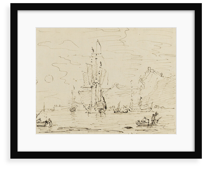 Sketch of shipping off a high coast by Samuel Scott