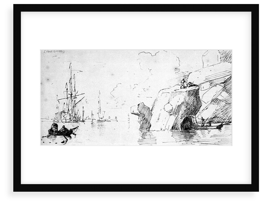 Fisherman and shipping off a rocky coast by Samuel Scott