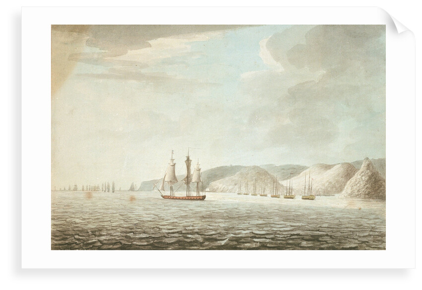 'Barrington preparing to receive the French attack on the shipping in the Grand Cul de Sac in St Lucia, 14 Dec 1776'. by Dominic Serres
