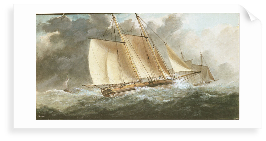 A schooner close-hauled in a strong breeze by Charles Gore
