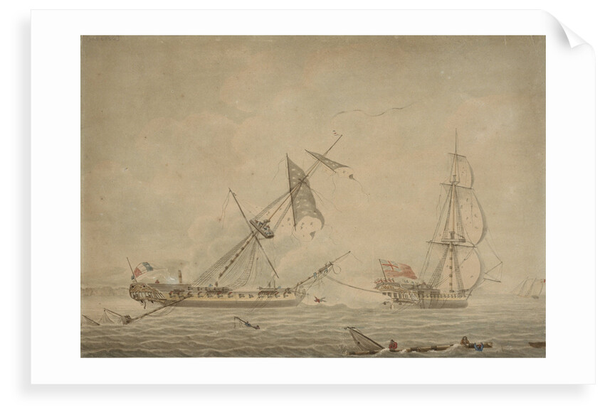 'La Blanche' towing 'La Pique', a French prize, 1795 by Robert Dodd