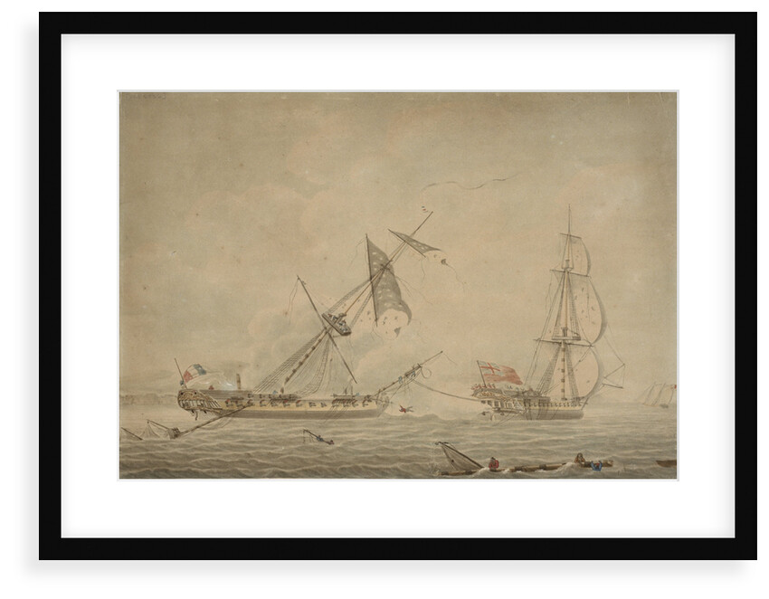 'La Blanche' towing 'La Pique', a French prize, 1795 by Robert Dodd
