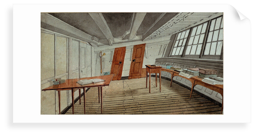 Interior of a ship's cabin, circa 1819 by English School