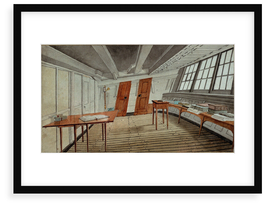 Interior of a ship's cabin, circa 1819 by English School