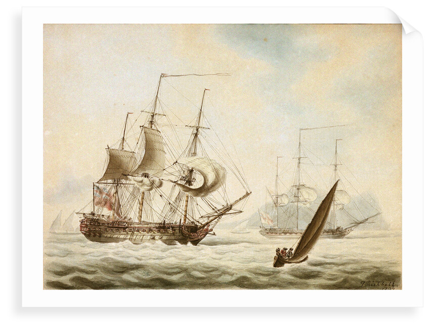 A frigate off Gibraltar by J. Richbell
