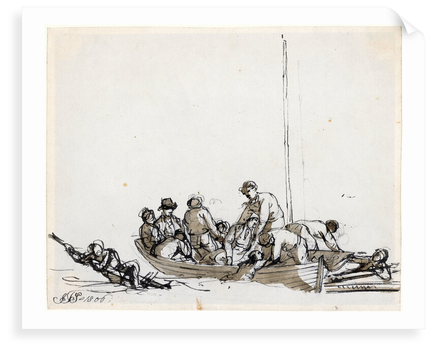 Sailors in a boat rescuing survivors by John Thomas Serres