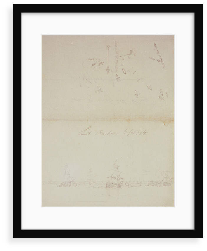 The Battle of Trafalgar, 21 October 1805; sketch and plan for a painting of the dismasted 'Victory',  for Lord Barham by Nicholas Pocock