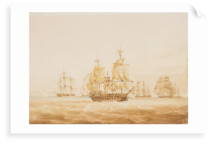 The 'Agamemnon' engaging four French frigates and a brig near Sardinia, 27 October 1793 by Nicholas Pocock