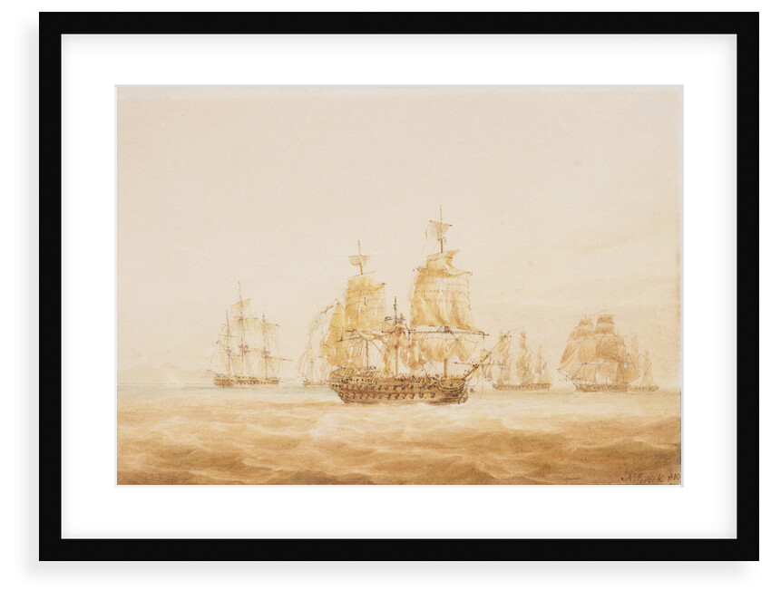 The 'Agamemnon' engaging four French frigates and a brig near Sardinia, 27 October 1793 by Nicholas Pocock