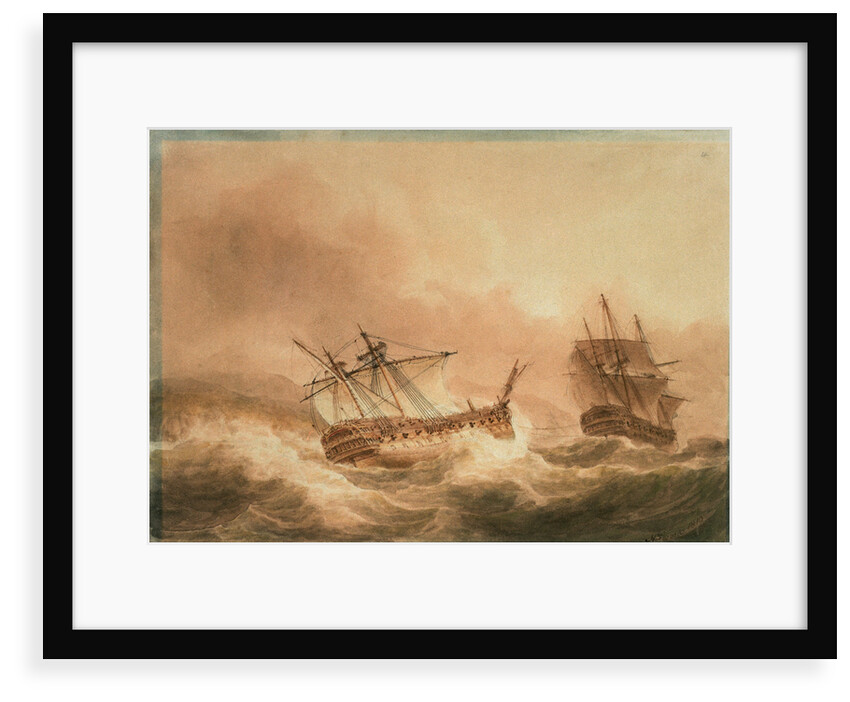 The 'Vanguard' disabled and in tow by the 'Alexander', 22 May 1798 by Nicholas Pocock