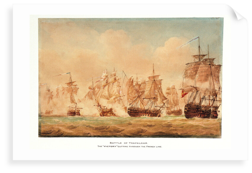 The Battle of Trafalgar, 21 October 1805; The 'Victory' cutting through the French line by Nicholas Pocock